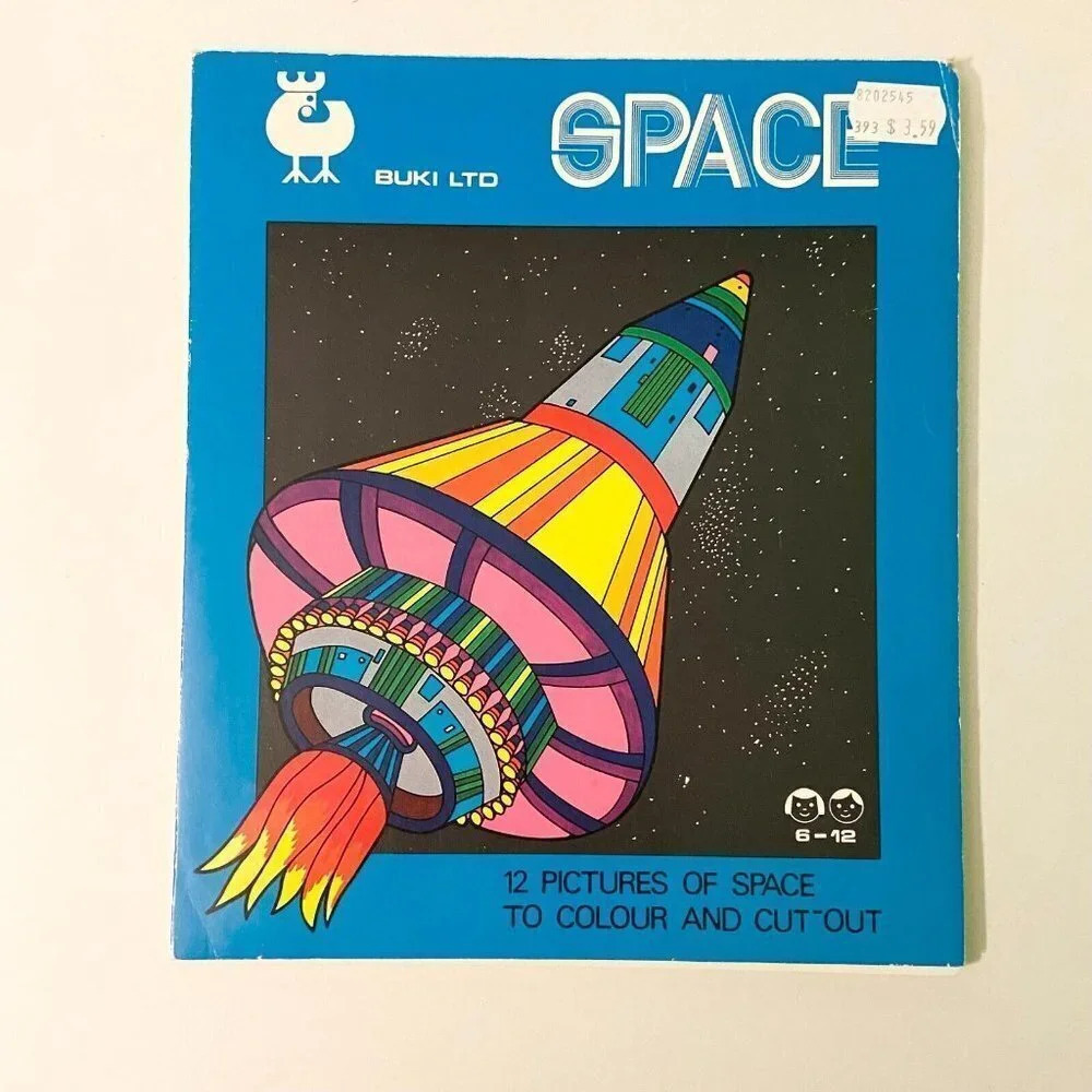Vintage Buki Ltd Space 12 Pictures Colour and  Cut Out Activity Book